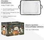 xigua Cute Ghost Wearing Witch Hat Storage Basket Foldable Storage Bin, Canvas Rectangular Storage Basket with Leather Handle