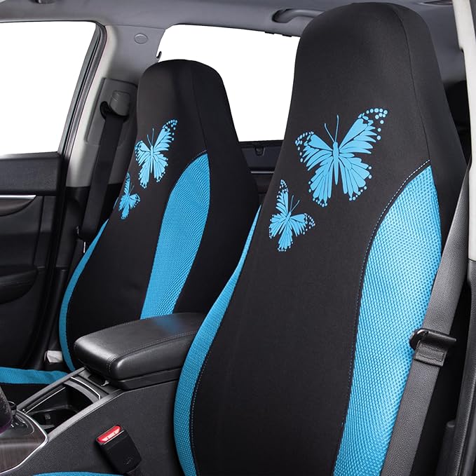 Flying Banner Butterfly car seat Covers ful Set Fashion Universal Lady Woman Female Rear Bench Split Colorized (2 Fronts, Min