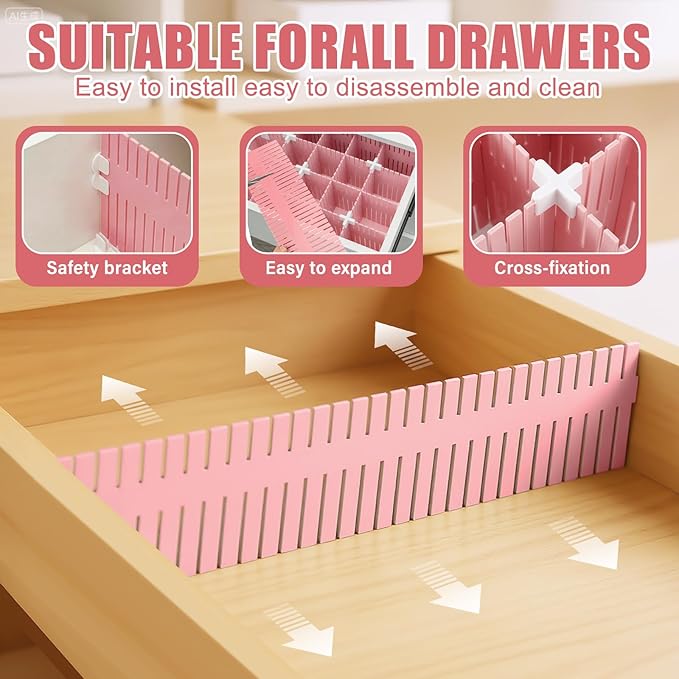 Blosssound 15 Pcs 5.12 Tall Drawer Divider Adjustable Drawer Organizer DIY Ultra Deep Storage Organizer Separator with Fixed 