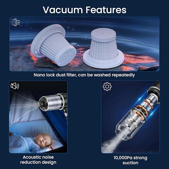 VIMALIFE 10000Pa Cordless Car Vacuum Cleaner & Air Duster