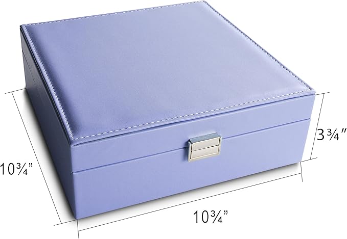 Frebeauty Earring Organizer Classic Jewelry Box 50 Slots Double Layer Jewelry Storage Case with 6 Necklace Hook and Bracelet 