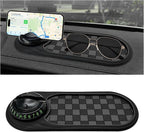 Multifunction Car Anti-Slip Mat, Anti Skid Dashboard Pad Rotatable Phone Holder w/Temporary Parking Number, Universal Auto Ce