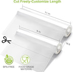[2025 Upgraded] Bonsenkitchen 3 Rolls 11" x 16' + 3 Rolls 8" x 16' Vacuum Sealer Bags for Food with a Color Box, Easy to Stor