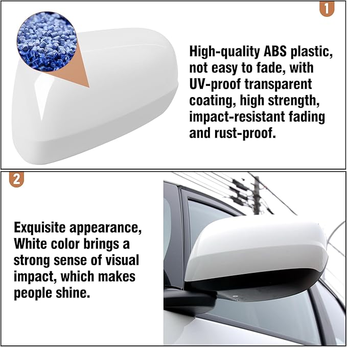 OWITAI Compatible with Honda Fit/Jazz Left Driver Side Mirror Cap Cover 2009 2010 2011 2012 2013, White Door Rearview Mirror Cover Replacement Without Turn Signal Light for Fit/Jazz
