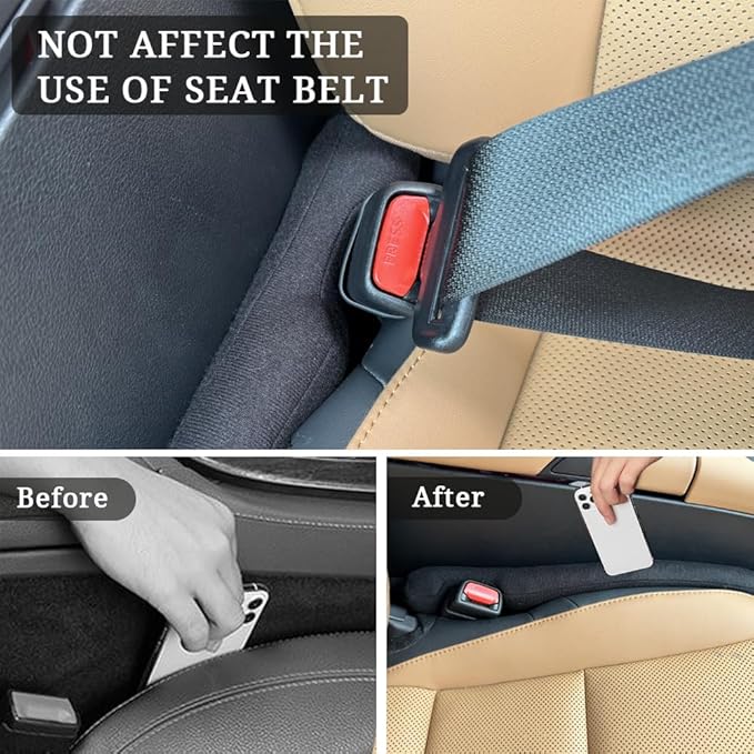 Car Seat Gap Filler Universal for Car SUV Truck Accessories Seat Gap Blocker Fit Organizer Fill The Gap Between Seat and Console Stop Things from Dropping Pack of 2 Black