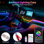 5 in 1 Acrylic LED Lights for Car, RGB Ambient Lighting Car LED Lights Interior with 16 Million Colors, Music Sync,App & USB & Remote Control Interior Car Lights for Dashboard Decorations.