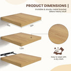 Fun Memories Floating Shelves for Wall - 12 Inch Square Shelves with Invisible Brackets, Small Wall Shelf for Living Room, Ba