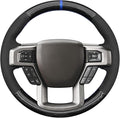 MEWANT DIY Black Athsuede Shiny PU Carbon Fiber Steering Wheel Cover for Ford F150 F250 F350 F450 Expedition 2018-2021