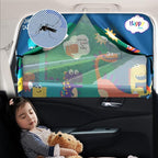 Car Sun Shade for Baby - EOHMAK Car Side Window Sun Shade Cover Upgrade Double Opening Car Interior Curtain Sun Blocker Blind (Dinosaur Family, 1 Pack)