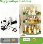 FELIZHOUSE 3-Tier Makeup Organizer for Vanity & Bathroom Countertop – Acrylic Storage Shelf with Perfume Tray & Makeup Brush 