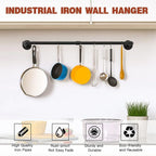 Wall Mounted Clothes Rack - 54"Industrial Pipe Clothing Garment Rack, Space - Saving Heavy Duty Detachable Black Iron Clothes