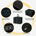 BALEINE 2Pk Insulated Reusable Grocery Bags, Collapsible Cooler Bag for Groceries, Heavy Duty Large Insulated Bag (16''x9''x13'', Charcoal Black)
