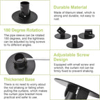 4pcs Shower Curtain Rod Bracket Black Flange Closet Rod Holder for Wall Mounting Titanium Steel Single Swivel Flange Rod Brac