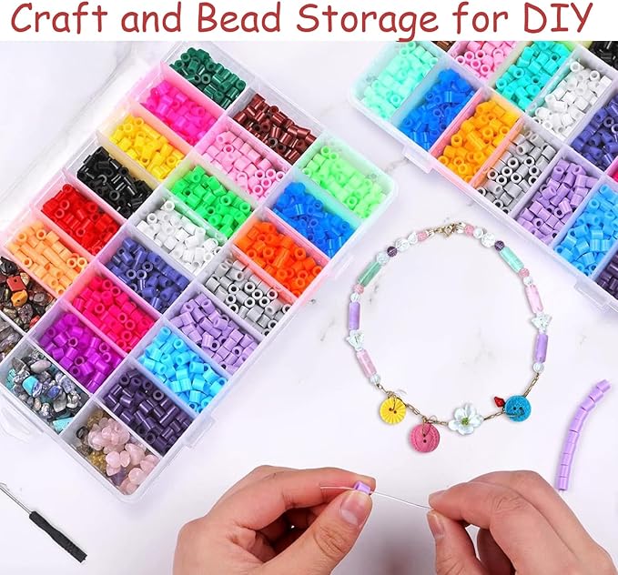 3 Pcs 36 Large Grids Clear Plastic Organizer Box with Adjustable Dividers Craft Organizers Box for Bead,Jewelry,DIY Crafts,Ar