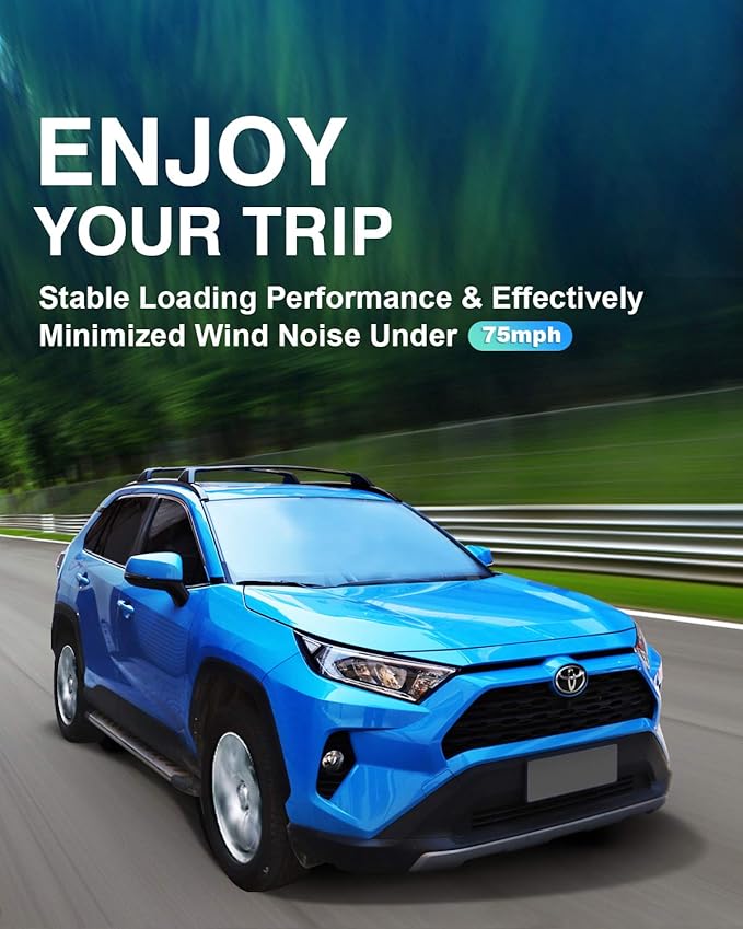 Autekcomma Roof Rack Cross Bars for Toyota RAV4 2019-2025 (Not Fit 2024 LE/Adventure/TRD Off-Road/Hybrid Woodland Edition). Anti-Theft Lock Mechanism Black Matte Aluminum Anti-Corrosion Crossbars
