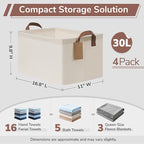 CHICVITA 4 Pack Large Storage Baskets for Shelves, Collapsible Closet Organizer Bins with Metal Frame, Fabric Storage Bins fo