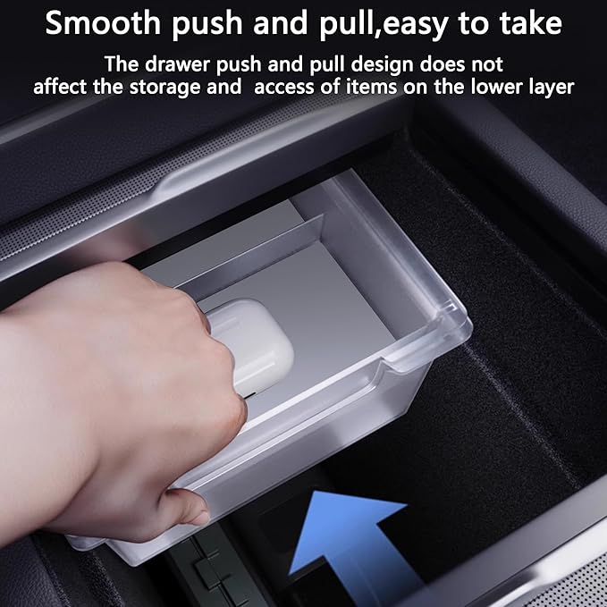 2PC Center Console Organizer Tray for Tesla Model Y Juniper 2025 2026 Flocked Armrest Drawer Storage Box Interior Accessories