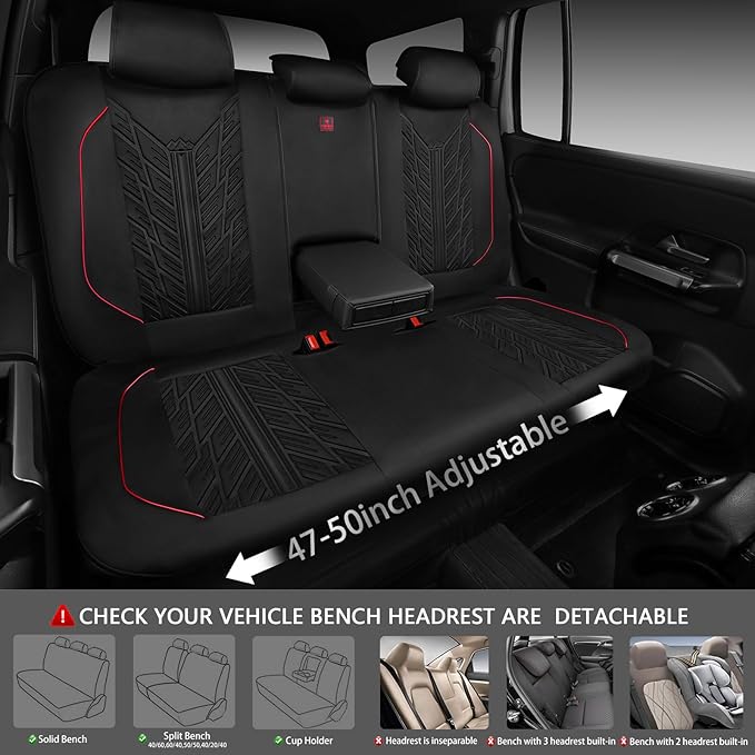 CAR PASS Waterproof Split Bench Seat Covers,Neoprene Rear Seat Covers,All-Weather Non-Slip Durable, Universal Fit for SUVs Se