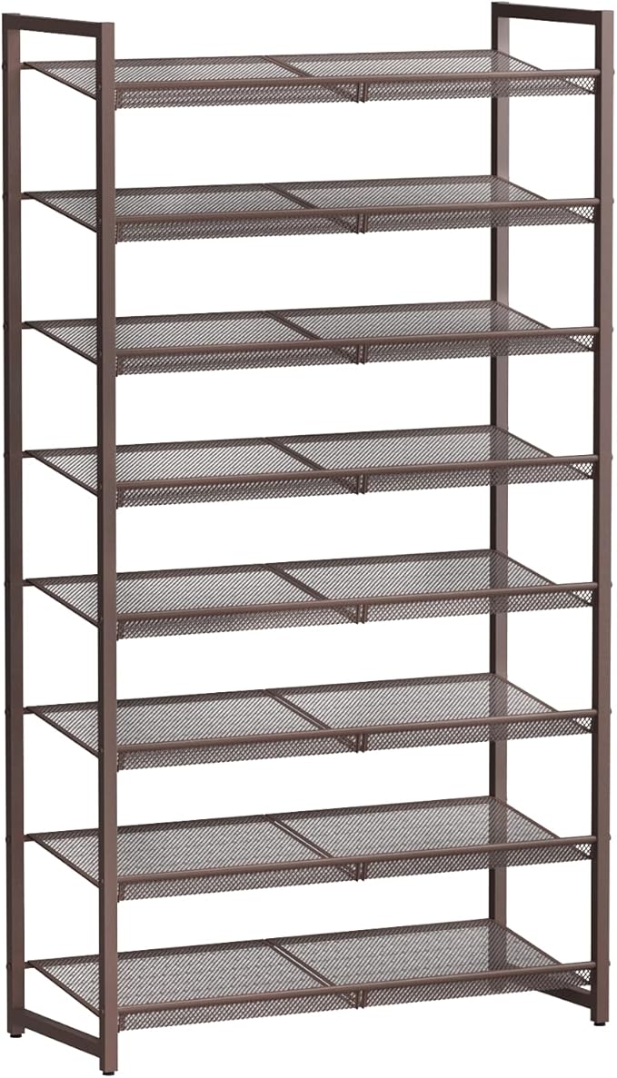 8Tier Metal Tall Shoe Rack,Large Shoe Rack for Closet,entryway,Garage, with Adjustable Flat or Angled Shelves, Hold 32-40 Pai