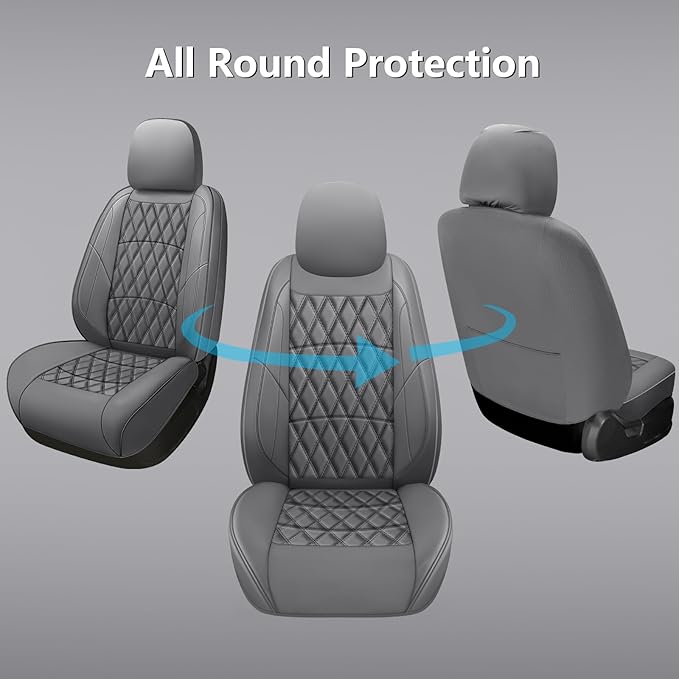NS YOLO Leather Car Seat Covers,Universal Fit for Most Cars,SUVs and Sedans,Waterproof Luxury Leatherette Cushions, 2 Seats P