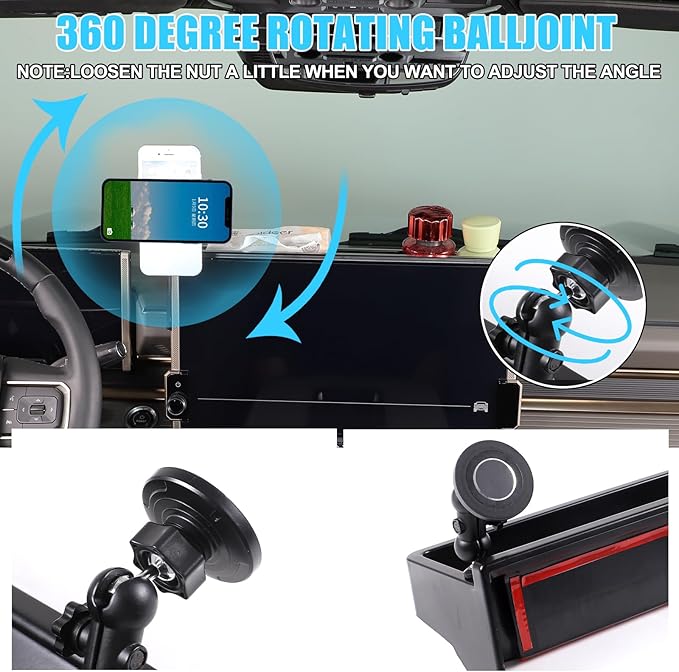 for Hummer EV Accessories Phone Holder Mount Dashboard Organizer Storage,Magnetic 360 Degree Rotatable Center Console Phone Mount Stand Dash Insert Box for Hummer EV SUV Pickup 2022-2025 2026 (F)
