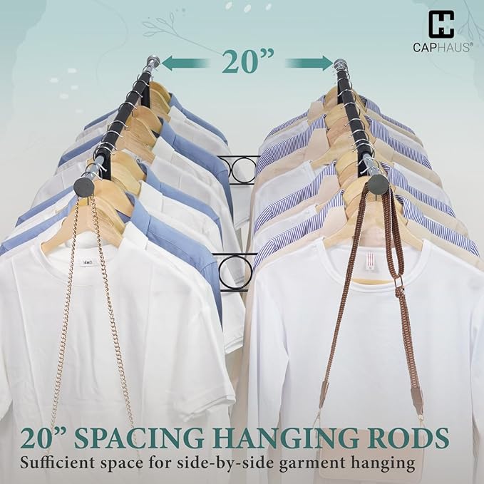 CAPHAUS Heavy Duty Clothes Rack with Double Rods, 660LBS Capacity Rolling Clothing Rack for Hanging Clothes, Adjustable Metal
