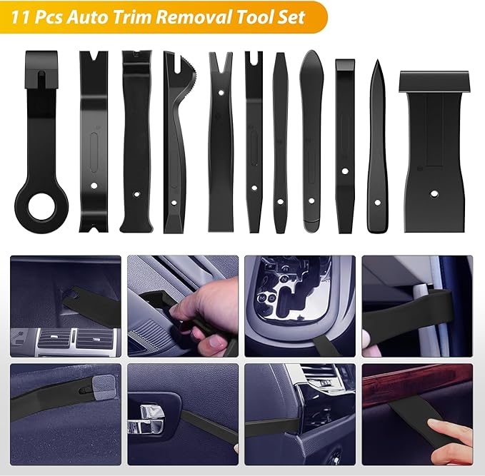 GOOACC 102Pcs Trim Removal Tool, Auto Push Pin Nylon Bumper Retainer Clip Set Fastener Terminal Remover Tool Round Handle Cro