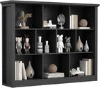 Unikito 10 Cube Storage Book Shelf - 50" Wide Wood Cube Storage Organizer, Wooden 3 Tiers Floor Standing Low Bookcase for Liv