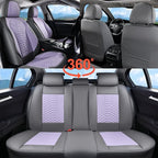 Coverado Seat Covers Full Set, Waterproof Nappa Leather Seat Covers for Cars, 5 Seats Universal Car Seat Protectors, Gray and