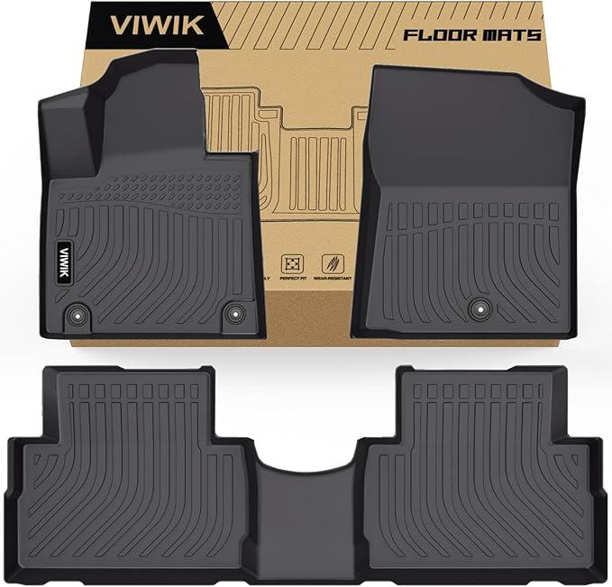 VIWIK Floor Mats for Hyundai Santa FE Fuel 2023-2021, Anti Slip 3D Floor Liners, TPE Waterproof Car Mats, Custom Fit All Weather Protection for Santa FE Gasonline SUV Accessories, Front & Rear