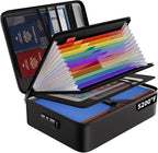 ENGPOW Fireproof File Organizer Bag with 13 Colorful Pockets Accordion File Folder,5200℉ Document Organizer Box with Lock&Lab