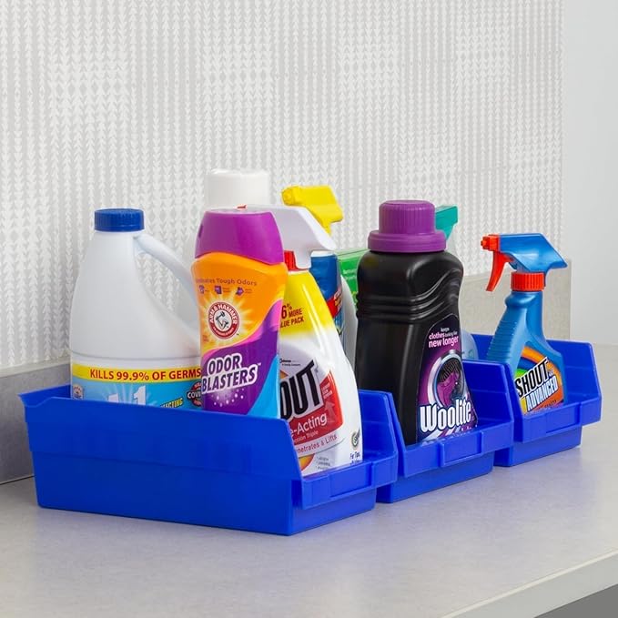 Akro-Mils 30130 Plastic Shelf Bins, Heavy Duty Storage Bins for Garage, Closet, and Drawer Organization, 12" x 6-1/2" x 4", B