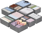 homyfort 12 Pack Dresser Drawer Organizers and Storage Bins for Clothing, Baby Clothes, Bra, Underwear, Socks (Grey)