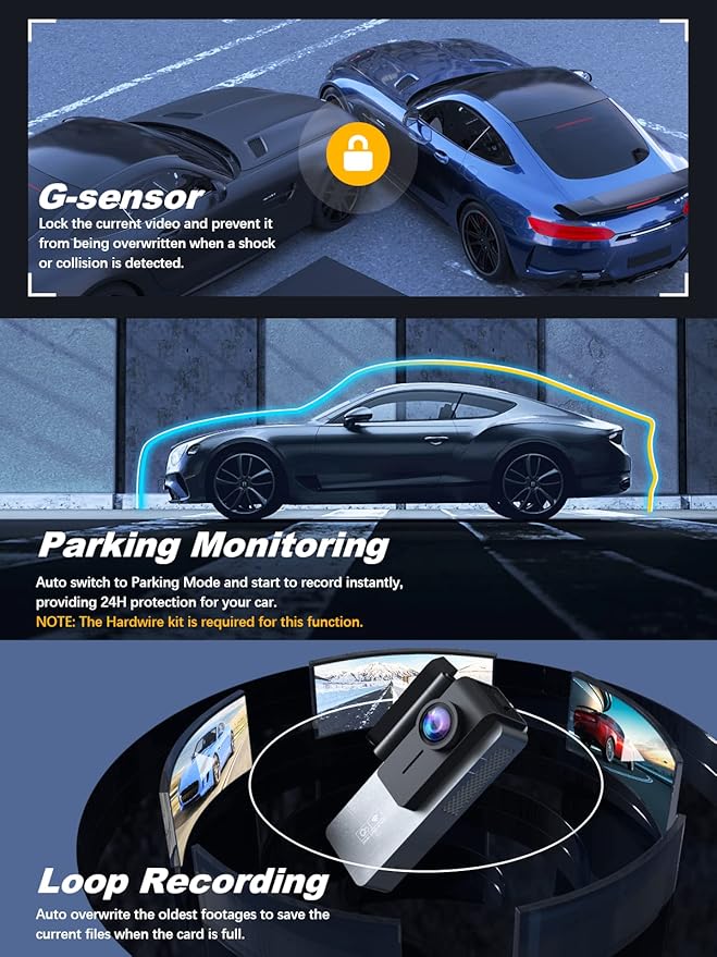 Dash Cam Front and Rear 4K+1080P, Free 64GB Card, Built-in WiFi, Dash Camera for Cars, Car Camera, Dual Dashcams for Cars wit