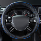 Car Pass Colour Piping Leather Universal Fit Steering Wheel Cover,Perfectly fit for 14.5-15 inches Suvs, Vans, Trucks, Sedans