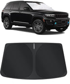TINGLU Sun Shade for Jeep Grand Cherokee 4XE 2024 Accessories Windshield Sun Shade Window Shade UV Rays Protection Sun Visor Cover with Steering Wheel Sunshade Storage Bag