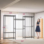 M MZG Heavy Duty Rolling Garment Rack 6 Tiers Adjustable Wire Shelving Clothes Rack with Rods Storage Closet Clothing Rack Bl