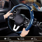 Aimato Car Steering Wheel Cover Carbon Fiber, Ultra-Thin Car Steering Wheel Cover,Comfortable & Breathable Microfiber,Universal Fit for Most Cars, Bright Blue