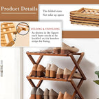 Jessie Bamboo Shoe Rack,Free Standing Shoe Rack for Closet,Portable Folding Shoe Storage Rack, Space Saving,Shoe Shelf for Be