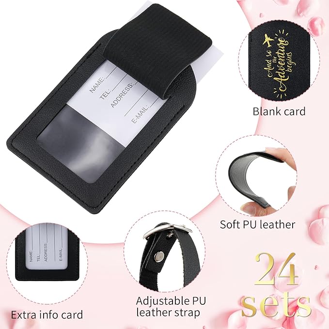 Amylove Bulk Luggage Tags Wedding Favors Adventure Begins Luggage Tags for Guests Travel Tag for Suitcase Bridal Gift 24 Pack