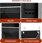 Black Over Door Wrapping Paper Organizer Storage with 3 Removable Drawers & Side Pockets – Dual Use Design with Elastic Strap