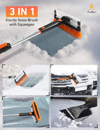 EcoNour 55" Telescopic Snow Brush and Ice Scraper for Car Windshield & Windows | 270° Rotating Snow Broom with Squeegee | Extendable Snow Removal Brush for SUV, Truck, and Car