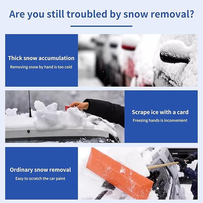 26.7" Snow Brush & Ice Scraper for Car Windshield, 2 in 1 Snow Brush with Squeegee, Detachable Snow Removal Tool with Comfortable Ergonomic Foam Grip for Cars, Suvs, Trucks, RVs