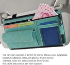 Car Sun Visor Organizer, Soft Leather Surface Eyeglasses Note Card Holder Car Storage Bag, Scratch-Resistant Waterproof Auto Sunshade Organizer Bag, Car Accessories (Blue)