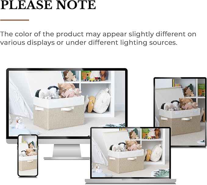 GRANNY SAYS Storage Boxes with Lids, Decorative Storage Bins, Shelf Baskets, Clothes Storage and Organization, White/Khaki, 2