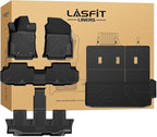 LASFIT Floor Mats & Backrest Mats & Cargo Mat for Subaru Ascent 2019-2026 7/8 Passenger, All Weather TPE Custom Fit Floor Liners for Subaru Ascent Full Set Accessories Car Mats,Black
