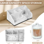 TuCao Marble Bathroom Countertop Organizer, Toothbrush Holders for Bathroom with 2PCS Qtip Holder Dispenser and Toothpaste Ho