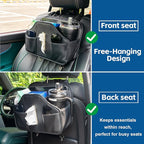 Multifunctional Car Tissue Holder,Back Seat Organizer with Cup Holder,PU Leather Car Headrest Seat Back Storage,Snack Organizers for Kids,Large Tissue Box Cover Fit Kleenex Tissues(50-230ct),2pack