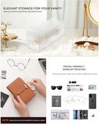 HOMEHIVE Clear Acrylic Jewelry Organizer Box with 20 Portable Pouches, Jewelry Storage Case for Women Girls, Tangle-Free, Ant