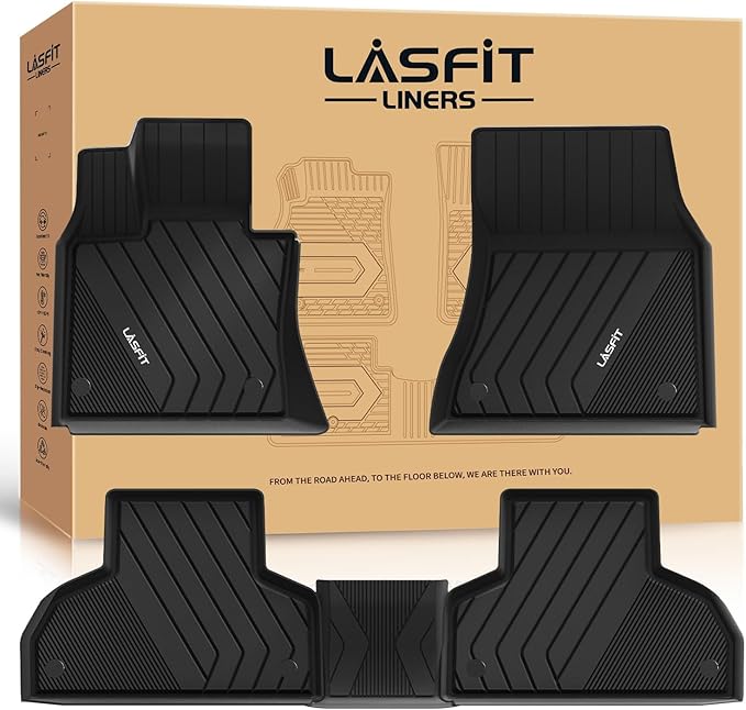 LASFIT Floor Mats for BMW X5 (F15) 2014-2018 / for BMW X6 (F16) 2015-2019, Custom Fit TPE All Weather Floor Liners 1st & 2nd Row Car Mat, Black